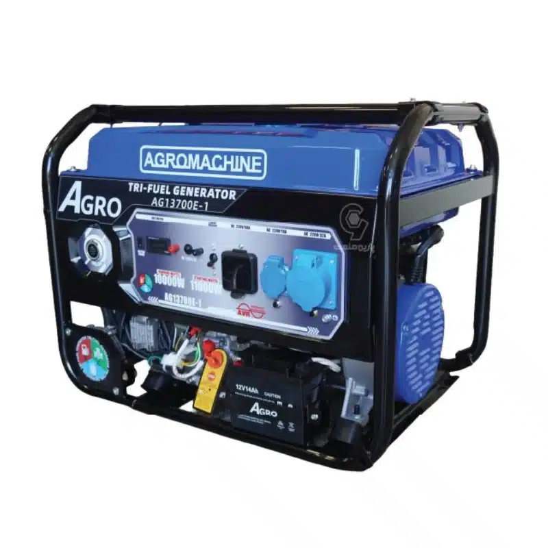 agro-2 شهرفاز - موتور برق سه گانه سوز آگرو 11 کیلووات مدل AG13700E-1 تک فاز استارتی